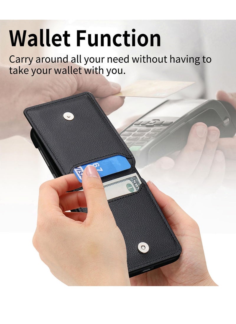 Excefore - Wallet Case Compatible with Motorola Razr+ 2023, PU Leather Protective Phone Case Kickstand Full Coverage Pocket Ring Case, Compatible for Motorola Razr+ 2023 Case - Image 1