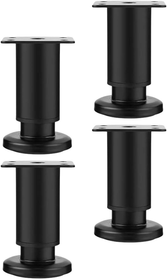 SHOWERORO 4pcs Adjustable Furniture Legs for Table and Bed Frame Support, Extendable 12-18cm Black Heavy-Duty Replacement Legs for Cabinet, Sofa, and Chair - Image 1