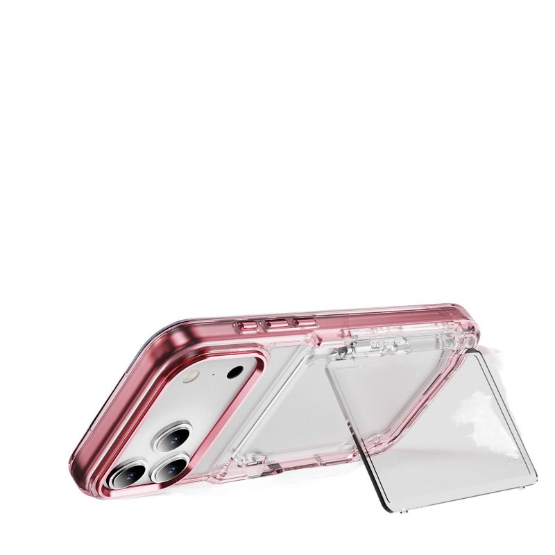 غطاء واقي بPC لـ iPhone 17 / 17 Air / 17 Pro / 17 Pro Max مع حامل قابل للطي وحامل بطاقات مع مقاوم للصدمات مع حماية من السقوط باللون أزرق بوظيفة حامل للهدايا للاستخدام الشخصي - Image 3