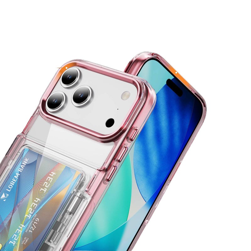 غطاء واقي بPC لـ iPhone 17 / 17 Air / 17 Pro / 17 Pro Max مع حامل قابل للطي وحامل بطاقات مع مقاوم للصدمات مع حماية من السقوط باللون أزرق بوظيفة حامل للهدايا للاستخدام الشخصي - Image 5
