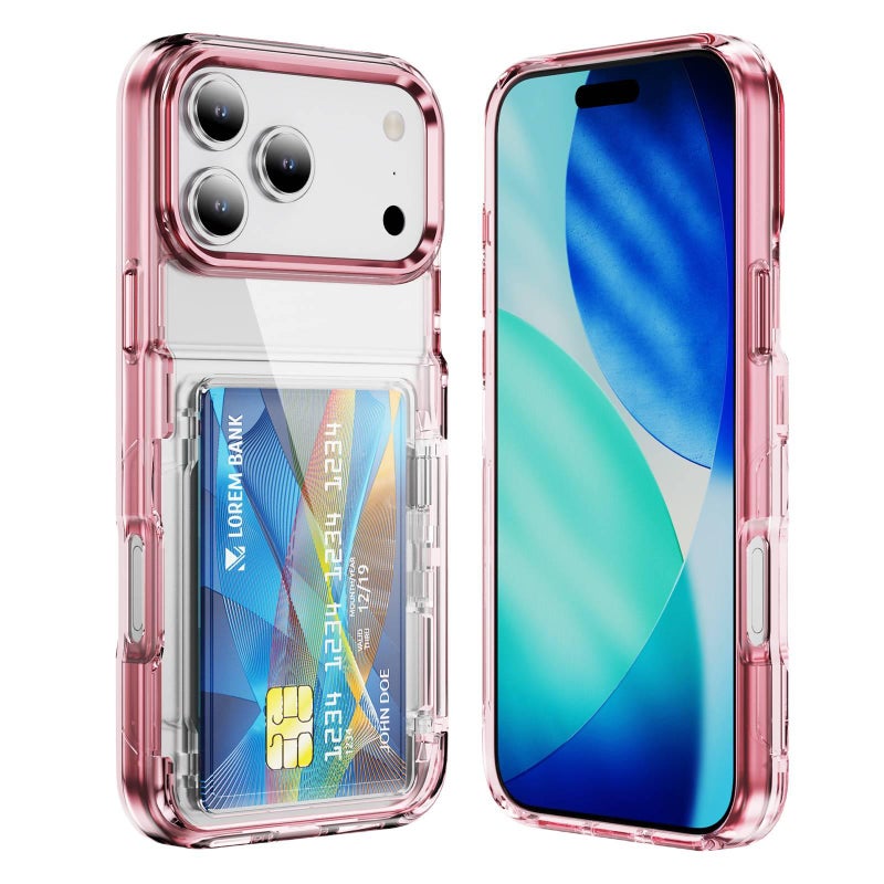 غطاء واقي بPC لـ iPhone 17 / 17 Air / 17 Pro / 17 Pro Max مع حامل قابل للطي وحامل بطاقات مع مقاوم للصدمات مع حماية من السقوط باللون أزرق بوظيفة حامل للهدايا للاستخدام الشخصي - Image 2