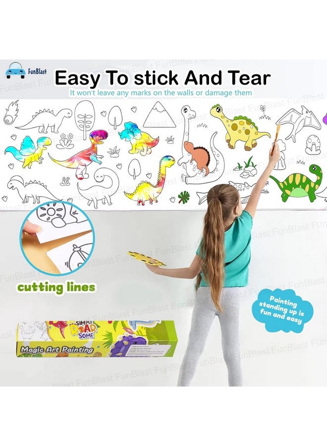 FunBlast Children's Drawing Roll, Coloring Paper Roll for Kids, 30 X 300 Cm DIY Painting Drawing Paper Roll, Sticky Kids Art Roll, Early Educational Toys for Kids (Dino-Theme) - Image 4