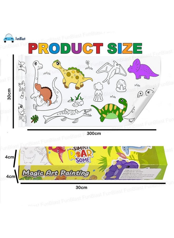 FunBlast Children's Drawing Roll, Coloring Paper Roll for Kids, 30 X 300 Cm DIY Painting Drawing Paper Roll, Sticky Kids Art Roll, Early Educational Toys for Kids (Dino-Theme) - Image 3