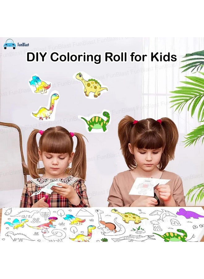 FunBlast Children's Drawing Roll, Coloring Paper Roll for Kids, 30 X 300 Cm DIY Painting Drawing Paper Roll, Sticky Kids Art Roll, Early Educational Toys for Kids (Dino-Theme) - Image 5