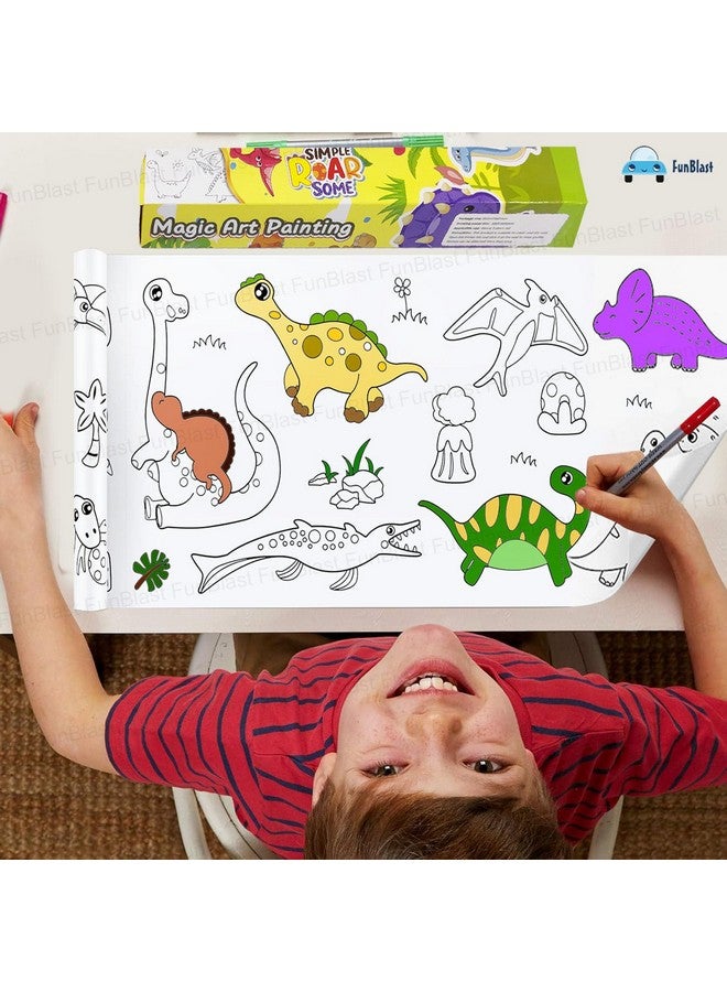 FunBlast Children's Drawing Roll, Coloring Paper Roll for Kids, 30 X 300 Cm DIY Painting Drawing Paper Roll, Sticky Kids Art Roll, Early Educational Toys for Kids (Dino-Theme) - Image 2