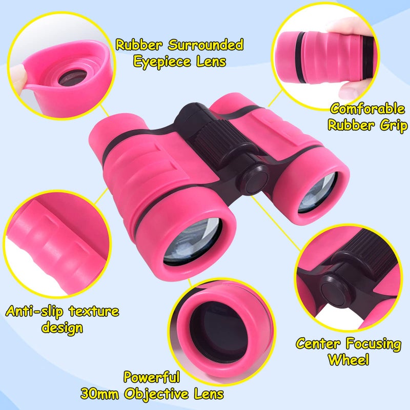 ESSENSON Binoculars for Kids Toys Gifts for Age 3-12 Years Old Boys Girls Kids Telescope Outdoor Toys for Sports and Outside Play Hiking, Bird Watching, Travel, Camping, Birthday Presents (Pink) - Image 2