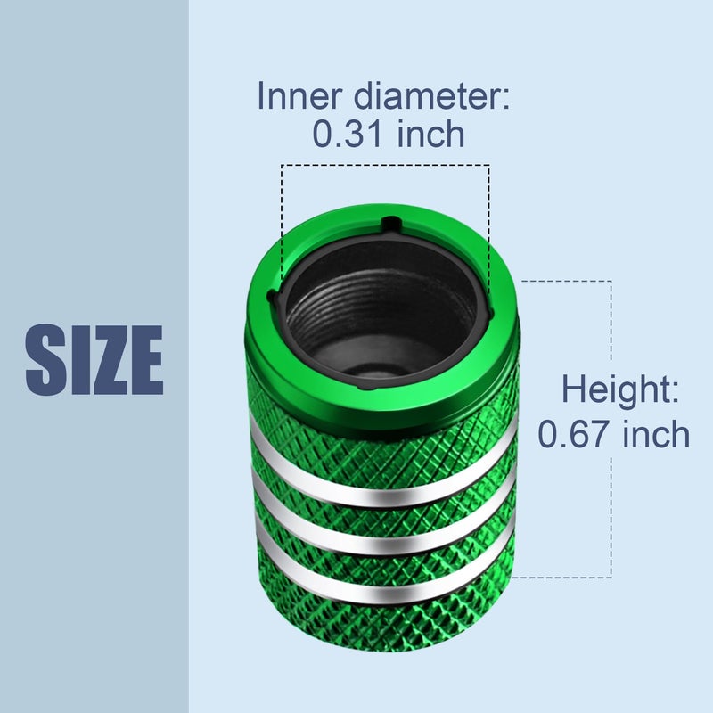 DECURCAR Tire Valve Stem Caps - (5 Pack) Tire Air Cap Metal with Plastic Liner Corrosion Resistant Leak-Proof American Flag for Car Truck Motorcycle Bike Green - Image 3