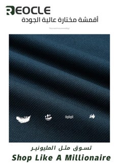 REOCLE Men's 3D Tailoring Long Sleeve Shirt Fashion Korean Style Sweatshirt Casual Round Neck Top Dark Blue  - Image 5
