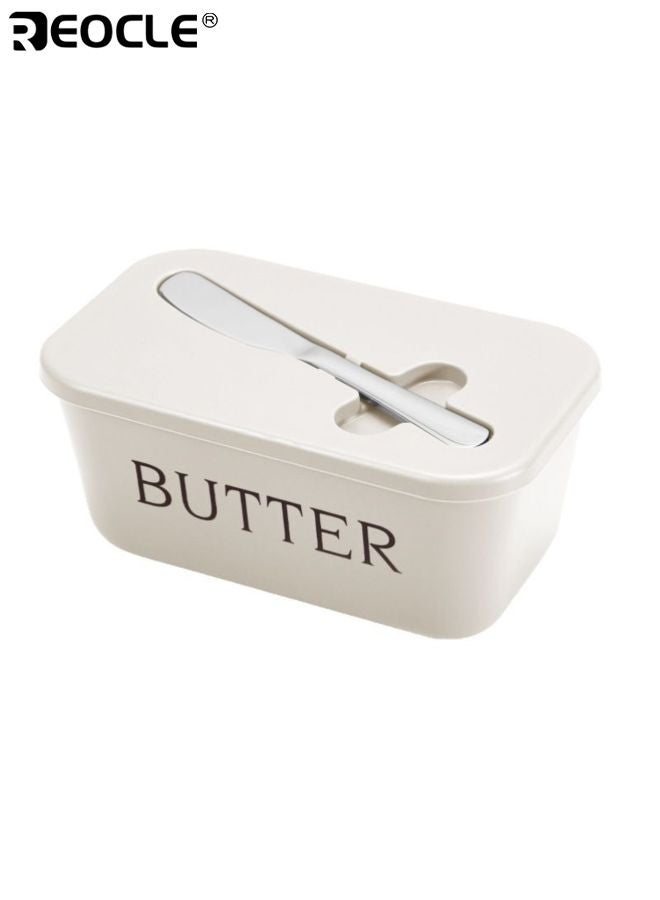 REOCLE Food Grade Butter Dish with Storage Knife and Easy Clean Design Countertop Butter Container with Durable PP Material for Kitchen Home Use