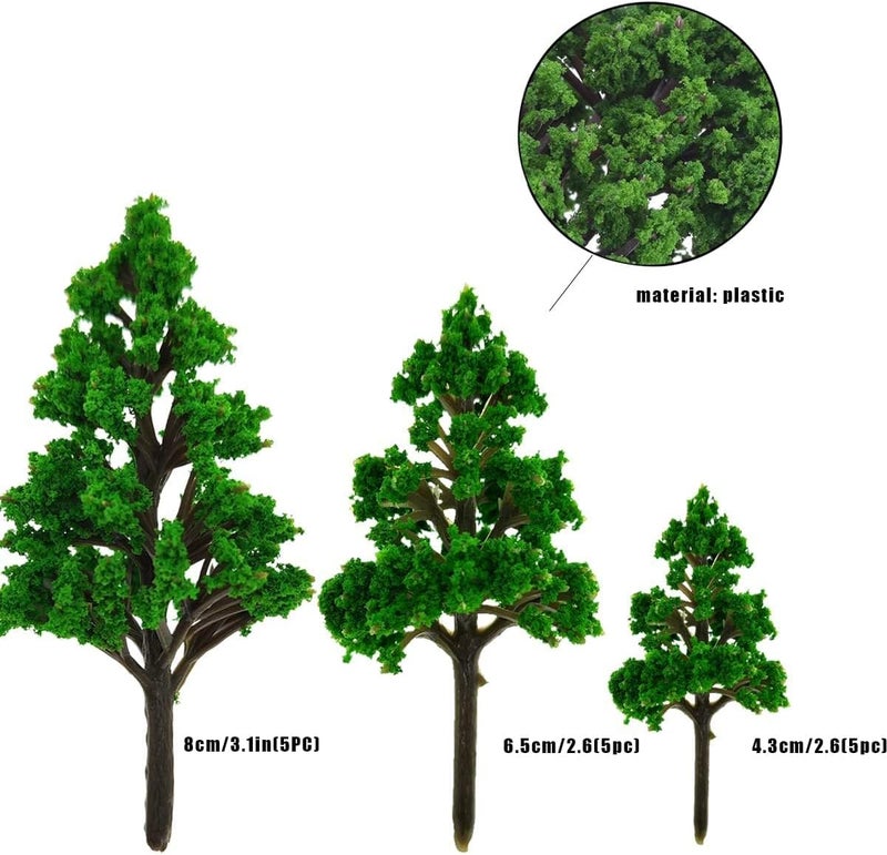 Khazna Model Trees 15 PCS, Model Trees Miniature Landscape, Diorama Model Tree, Miniature Landscape Trees for DIY Train Railways Scenery Landscape (4.5-8 CM) - Image 5