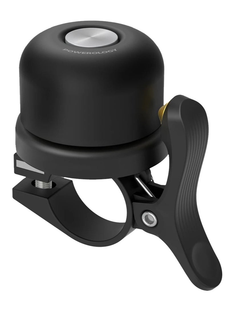 Powerology Bicycle and Scooter Bell with Airtag Mount / Anti-Theft Bike Bell / Copper Bell / Ring to Find Nearby / Accelerometer Sensor / Rechargeable Bike Bell - Black  - Image 1