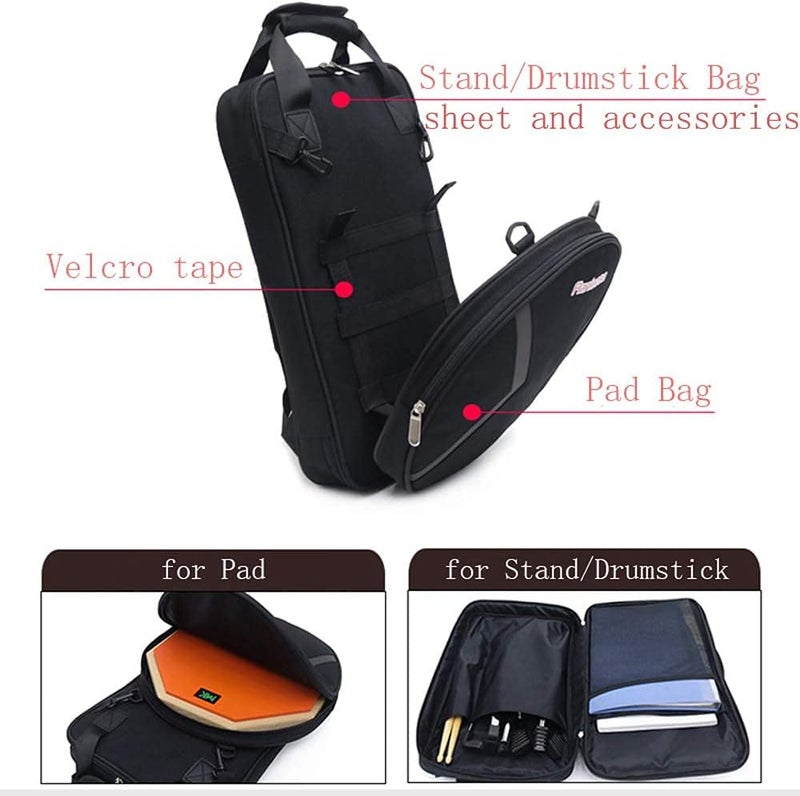 MoonEmbassy Silent Drum Pad Bag for 12 Inch,Drum Practice Pad Bag,Waterproof,with Adjustable Dual Straps Dumb Drum Practice Pad Bag - Image 4