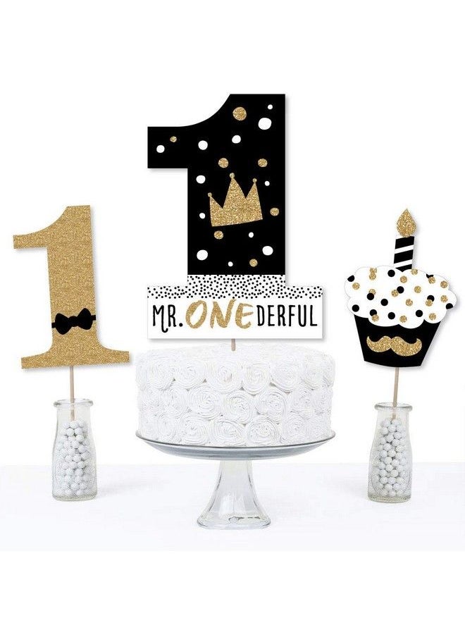 Big Dot of Happiness 1St Birthday Little Mr. Onederful Boy First Birthday Party Centerpiece Sticks Table Toppers Set Of 15  - Image 4