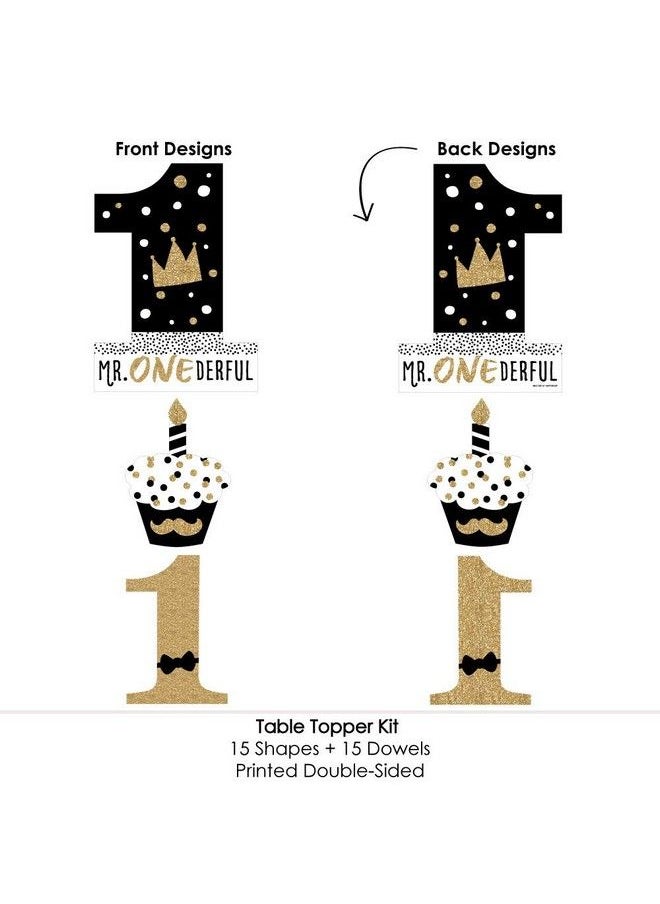 Big Dot of Happiness 1St Birthday Little Mr. Onederful Boy First Birthday Party Centerpiece Sticks Table Toppers Set Of 15  - Image 5