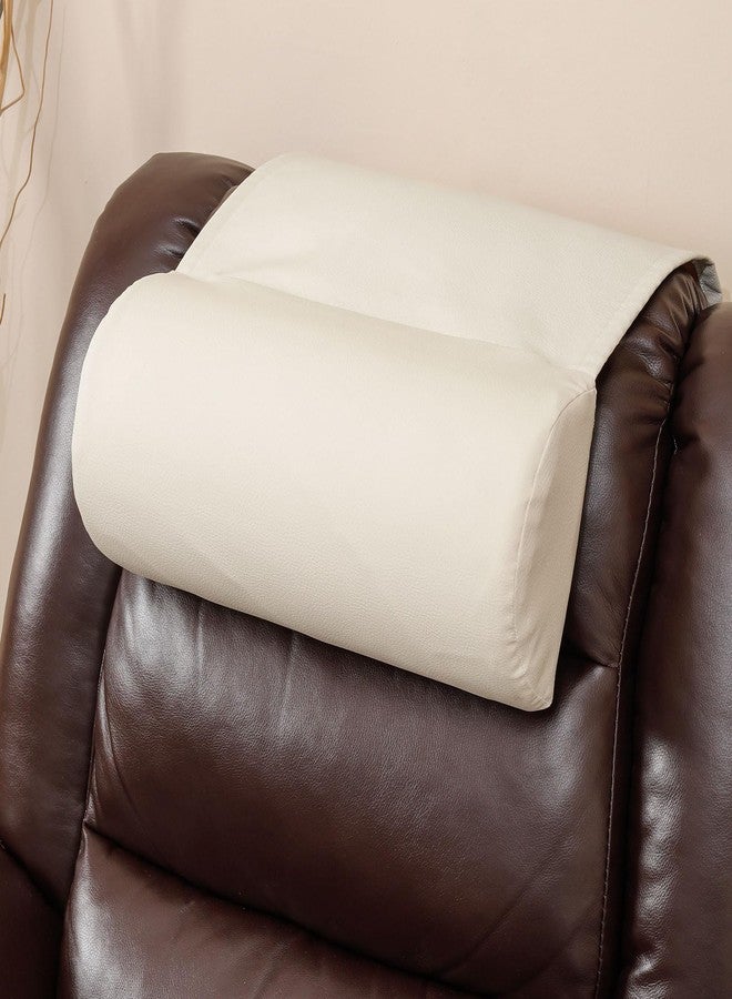 Hittun Faux Leather Neck Pillow for Recliner Chair，Memory Foam Headrest Pillow for Recliner Sofa，Non-Slip Adjustable Recliner Headrest Pillow for Neck Pain Relief in Home, Office, Travel (Cream) - Image 1
