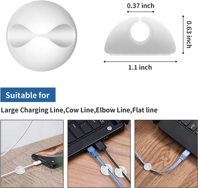 CHEFBEE 8 Pack Adhesive Cable Clips, Cable Cord Holder Organizer Management System for Desk, Wire Clips for All Your Computer, Electrical, Charging or Mouse Cord, White - Image 2