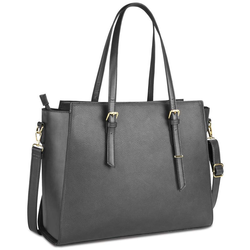 NEWHEY Women's Large PU Leather Course Bag Laptop Bag for Classes Lycee 15.6 Inch, grey, 41 cm x 16 cm x 30 cm, Elegant - Image 1