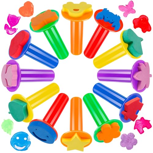 TORINALITAL 12Pcs Paint Stamps for Kids, Sponge Brushes for Painting, EVA Foam Stamps for Early Learning Finger Paint Drawing Crafts and DIY - Image 1