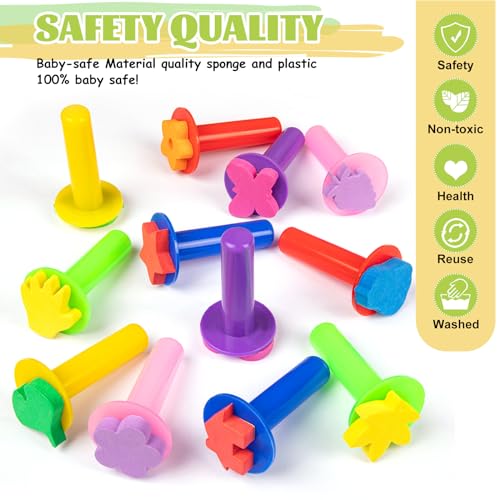 TORINALITAL 12Pcs Paint Stamps for Kids, Sponge Brushes for Painting, EVA Foam Stamps for Early Learning Finger Paint Drawing Crafts and DIY - Image 5