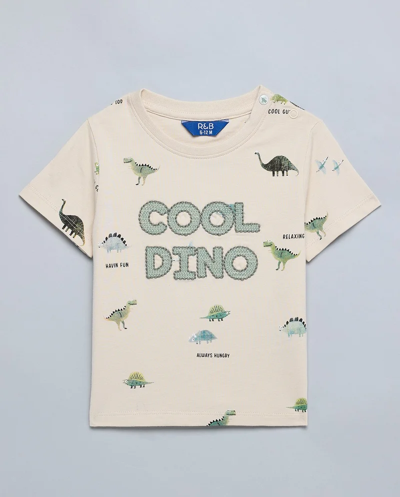 R&b Embroidered T-Shirt with Crew Neck and Short Sleeves