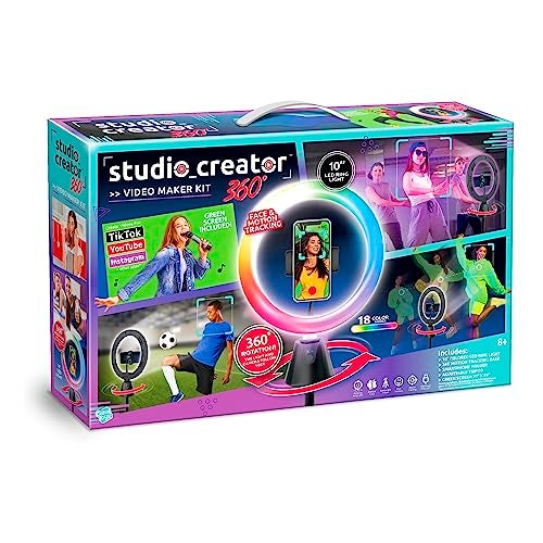 Canal Toys Studio Creator 360 Video Maker Kit Green Screen and Tripod Face and Motion Tracker 10 Light Ring - Image 1