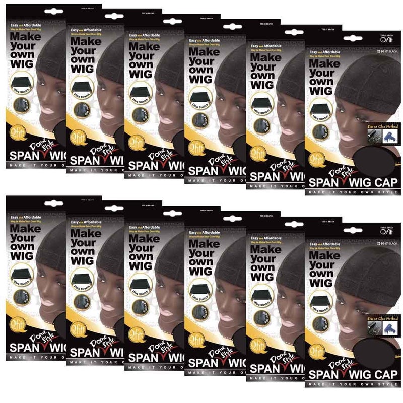 Qfitt 12 Pack Spandex Dome Style Ultra Stretch Wig Cap 5017