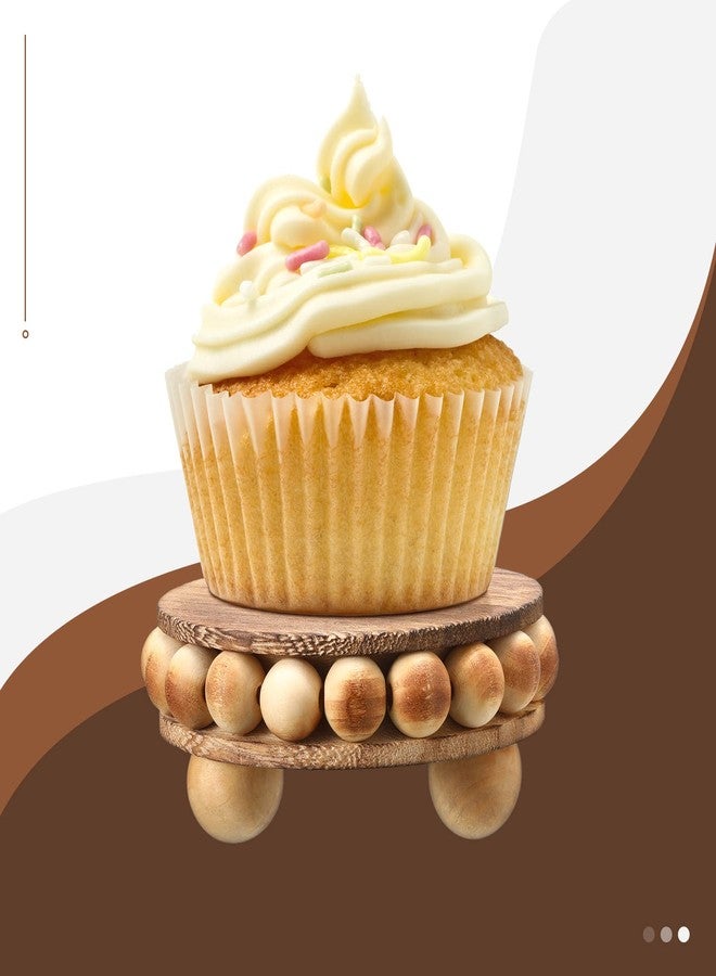 Maitys 4 Pieces Wood Riser for Decor Round Wooden Risers for Displays Distressed Wood Risers Farmhouse Mini Tray Rustic Pedestal Stand Display Risers for Table Tiered Trays Home Kitchen Decoration (Brown) - Image 4