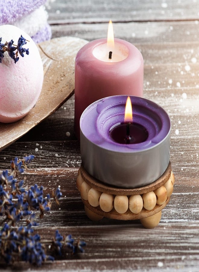 Maitys 4 Pieces Wood Riser for Decor Round Wooden Risers for Displays Distressed Wood Risers Farmhouse Mini Tray Rustic Pedestal Stand Display Risers for Table Tiered Trays Home Kitchen Decoration (Brown) - Image 5