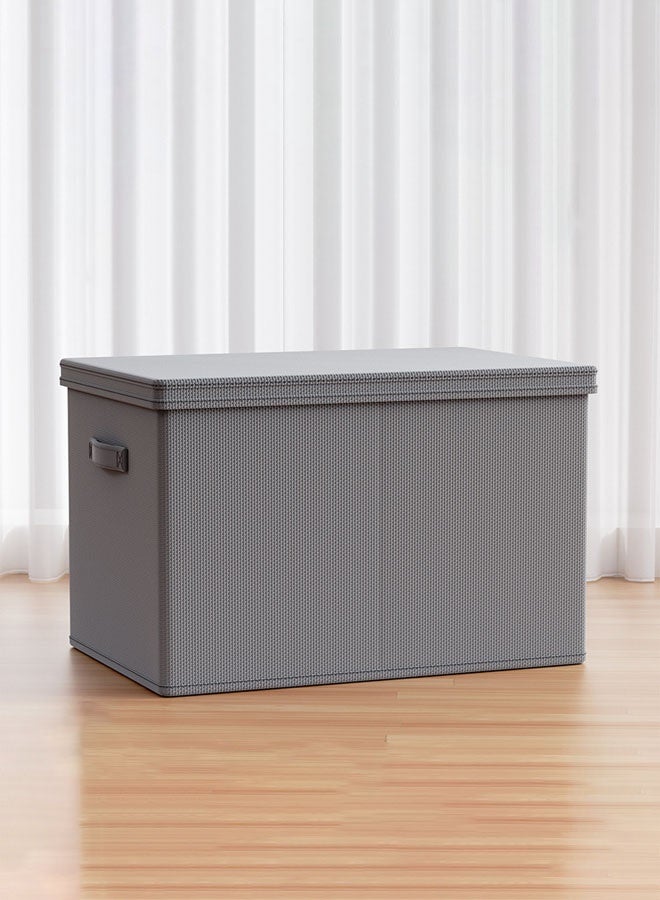 Hanayo 2 Pcs Clothes Storage Box Foldable Storage Baskets with Lid Stackable Storage Bins with Handle Storage Boxes Clothes Organisers for Organizing Toys Clothes(Grey) - Image 5