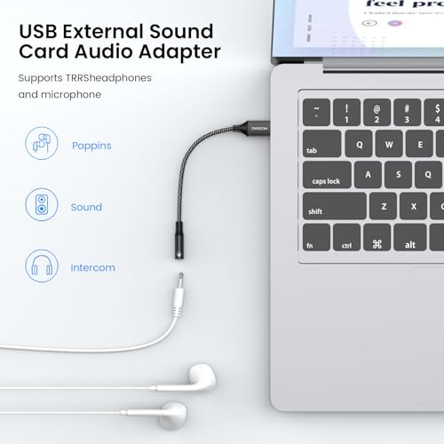 MOSWAG USB to Audio Jack Adapter 0.65Feet/20cm,External Sound Card Jack Audio Adapter with 3.5mm Aux Stereo Converter Compatible with Headset,PC,Laptop,Linux,Desktops,PS4 and More Device - Image 3