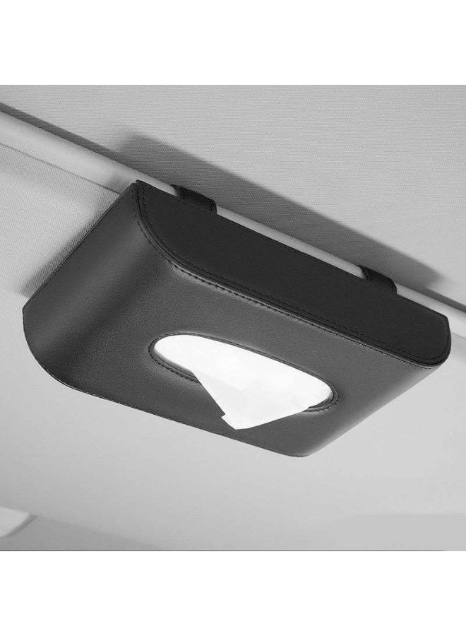 Car Tissue Holder,PU Leather Hanging Tissue Box, Multipurpose Sun Visor Napkin Rack,Tissue Dispenser for Door and Car Back Seat - Image 1