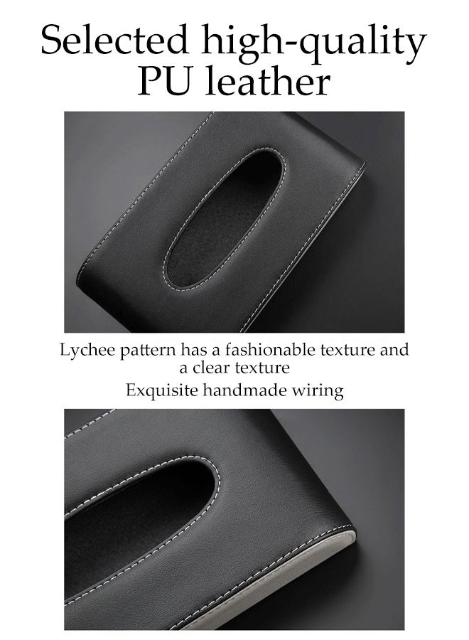Car Tissue Holder,PU Leather Hanging Tissue Box, Multipurpose Sun Visor Napkin Rack,Tissue Dispenser for Door and Car Back Seat - Image 3