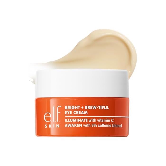 e.l.f. SKIN Bright + Brew-tiful Eye Cream, Helps Brighten Appearance Of Undereye Dark Circles & Repair Puffiness, Vegan & Cruelty-Free