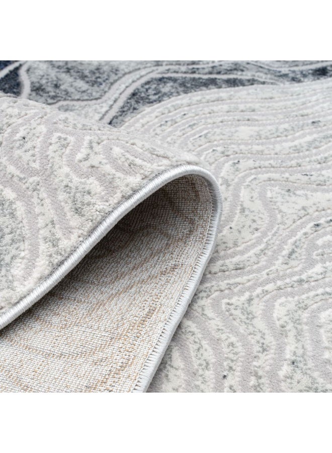 DANUBE HOME سجادة هارموني الحديثة التجريدية | سجادات حديثة قابلة للغسل | سجادة منطقة من بولي بروبيلين + بوليستر | سجادة داخلية لغرفة المعيشة أو غرفة الطعام أو غرفة النوم 240X340 سم - أزرق - Image 5