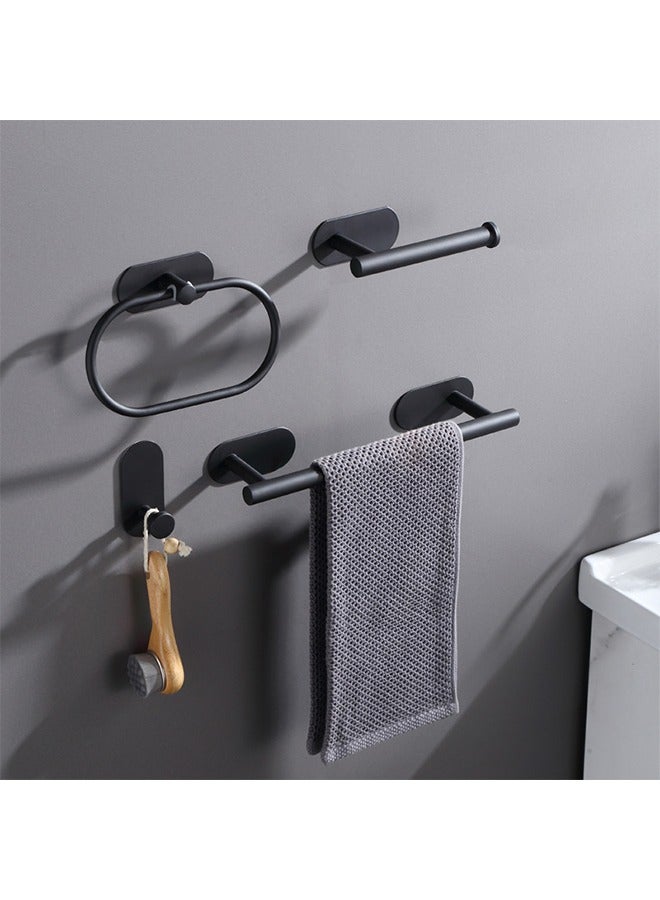 Generic 4-Piece Bathroom Hardware Set, Bathroom shelf, Adhesive Bathrobe Towel Hook, Toilet Paper Holder, Stainless Steel Towel Holder, Wall-Mounted Ring, Suitable For Bathroom Kitchen Tool Room Warehouse Balcony  - Image 1