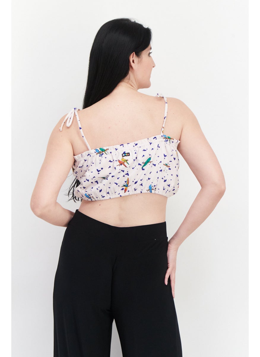 rvca Women Square Neck Sleeveless Allover Printed Top, Pink Combo  - Image 3