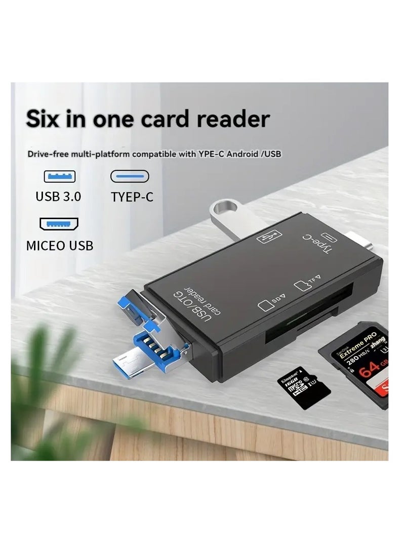 ProOne - ProOne PCO03 6 in 1 USB multifunctional adapter|USB+Type C+Micro+TF Card reader+SD card reader+OTG Adapter|High speed transmission|Compatible with PC|laptop|Smart phone|iiphone 15|15pro|15 promax .ect - Image 1
