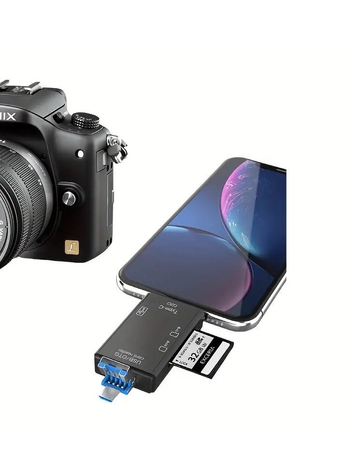 ProOne - ProOne PCO03 6 in 1 USB multifunctional adapter|USB+Type C+Micro+TF Card reader+SD card reader+OTG Adapter|High speed transmission|Compatible with PC|laptop|Smart phone|iiphone 15|15pro|15 promax .ect - Image 1