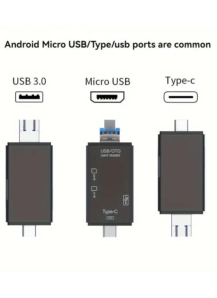 ProOne - ProOne PCO03 6 in 1 USB multifunctional adapter|USB+Type C+Micro+TF Card reader+SD card reader+OTG Adapter|High speed transmission|Compatible with PC|laptop|Smart phone|iiphone 15|15pro|15 promax .ect - Image 1
