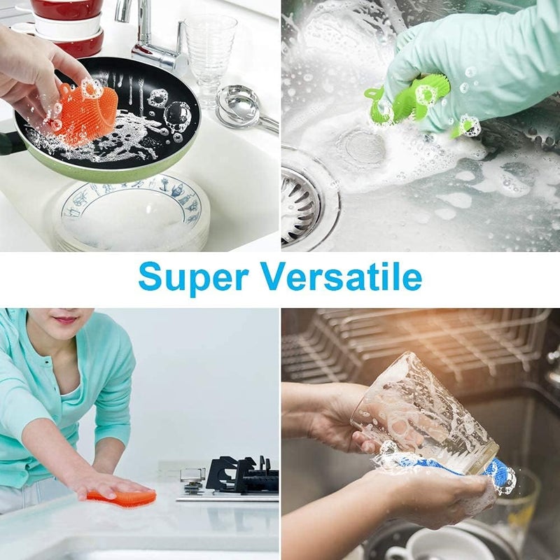 OstWony 3PCS Silicone Dish Sponges, Super Food-Grade Silicone Sponges, Multi-Purpose and Efficient Sponge Kitchen Gadgets, Especial Delicate Kitchen Sponge Brush - Image 4