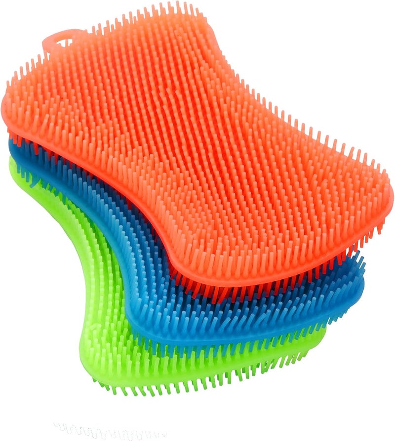 OstWony 3PCS Silicone Dish Sponges, Super Food-Grade Silicone Sponges, Multi-Purpose and Efficient Sponge Kitchen Gadgets, Especial Delicate Kitchen Sponge Brush - Image 1