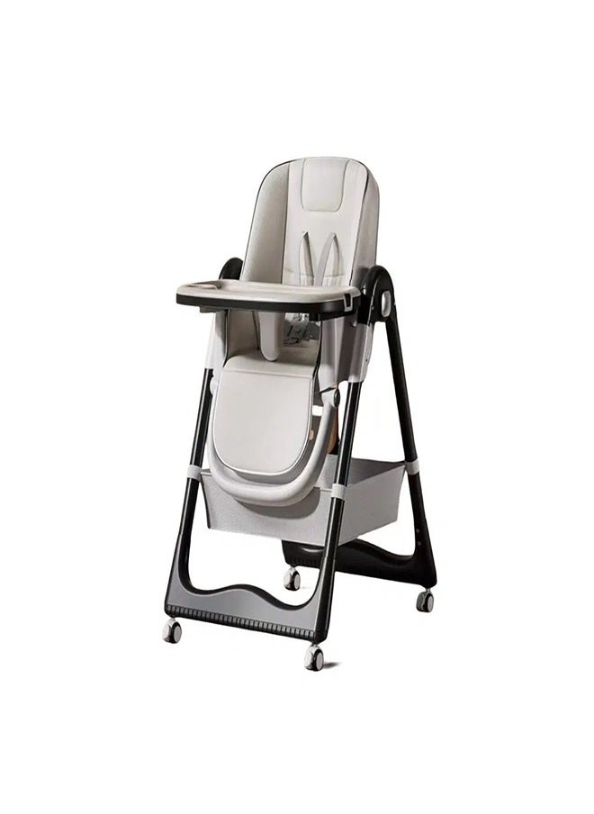 Generic Feeding Dining Leather Chair 2 Levels and Moving Back (Grey/Pink/Biege/White) - S-330  - Image 1