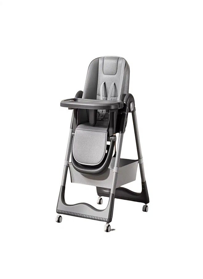 Generic Feeding Dining Leather Chair 2 Levels and Moving Back (Grey/Pink/Biege/White) - S-330  - Image 2