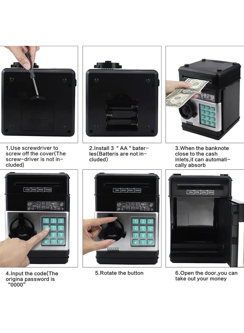 أوتاد بيغي بنك للأطفال، رمز كلمة المرور الإلكتروني، بنك الصراف الآلي، صندوق صندوق البنوك، حظر العملات، صندوق العملات البنكي بيغي بانك، بنك صراف آتي، بنك العملات الإلكترونية للأطفال من عمر 3-12 سنة، صندوق توفير المال، بنك صراف آلي، ألعاب لأطفال 3، 4، 5، 6، 7، 8، 9، 10، 11 أولاد بعمر 12 سنة (سوداء) - Image 4