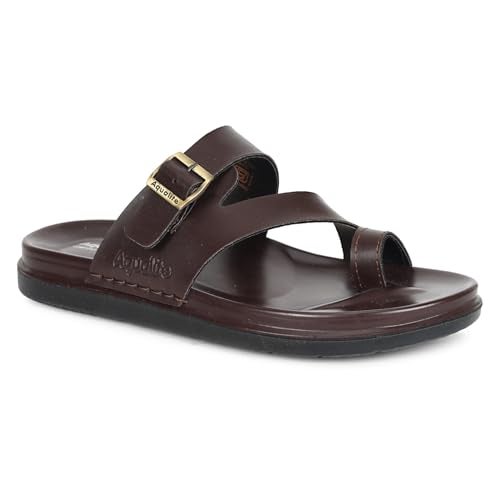 Aqualite Slippers for Men, Lightweight Slipper for Man made with Synthetic Leather Material, PU Sole & Flat Comfort Stylish Sandals for Man, Slides for Men, Idol for Travel, Outing Black Brown Size-10 - Image 4