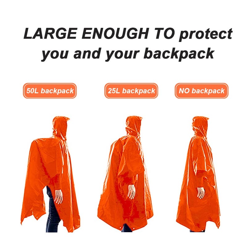 Hooded Rain Poncho with Pocket Waterproof Lightweight Reusable Unisex Raincoat for Hiking Camping Outdoor Work - Image 4