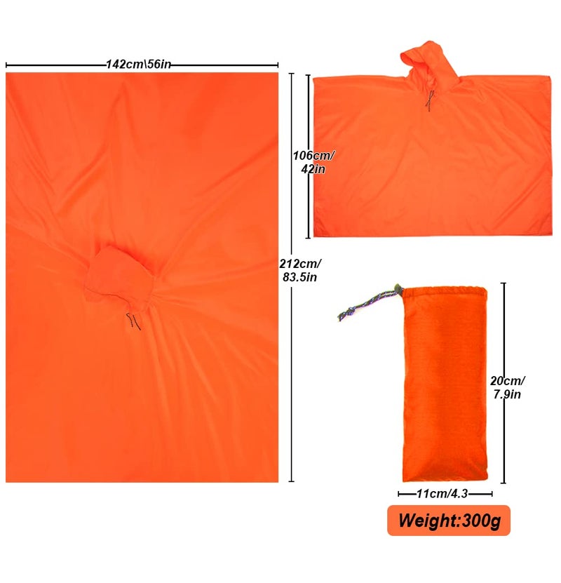 Hooded Rain Poncho with Pocket Waterproof Lightweight Reusable Unisex Raincoat for Hiking Camping Outdoor Work - Image 5