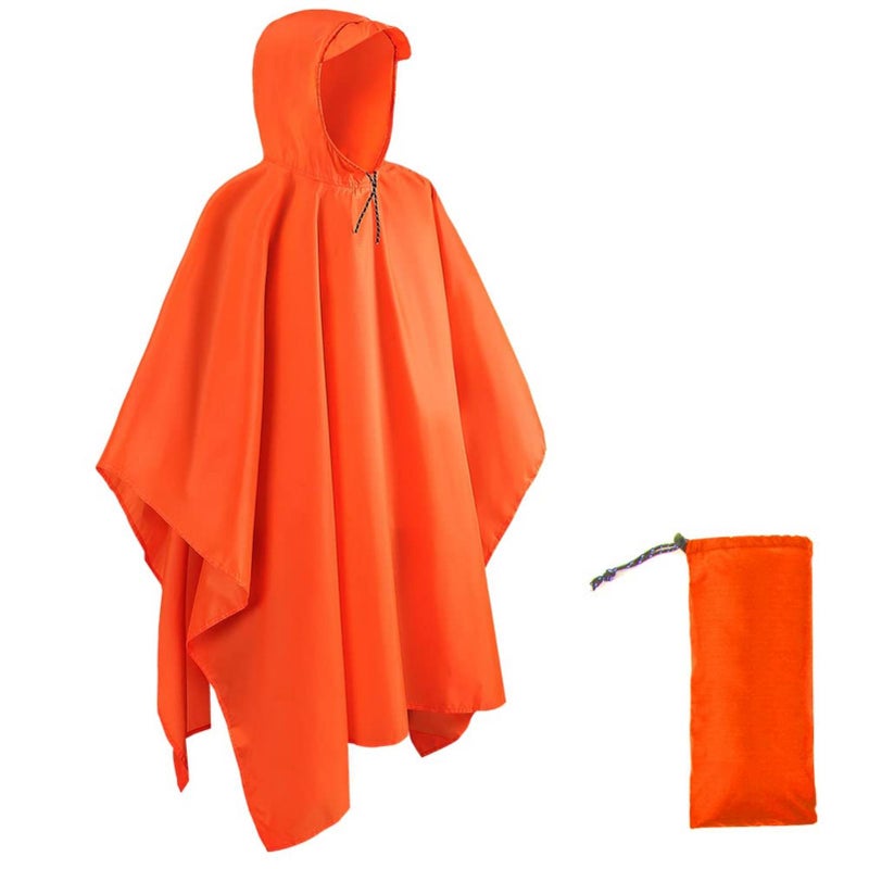 Hooded Rain Poncho with Pocket Waterproof Lightweight Reusable Unisex Raincoat for Hiking Camping Outdoor Work - Image 1