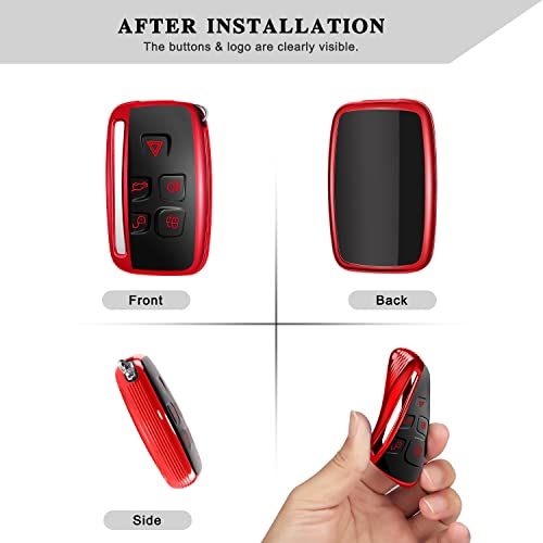 QBUC for LAND ROVER Key Fob Cover Case with Keychain for Range Rover Evoque Sport Velar Land Rover Discovery Jaguar F-Pace F-Type XE XEL XF XFL XJ Accessories (Red) - Image 2