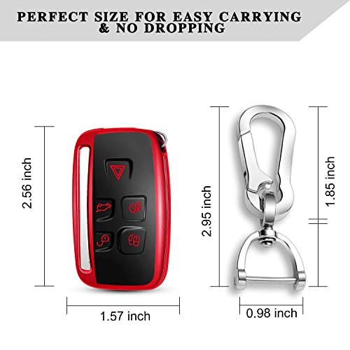QBUC for LAND ROVER Key Fob Cover Case with Keychain for Range Rover Evoque Sport Velar Land Rover Discovery Jaguar F-Pace F-Type XE XEL XF XFL XJ Accessories (Red) - Image 5
